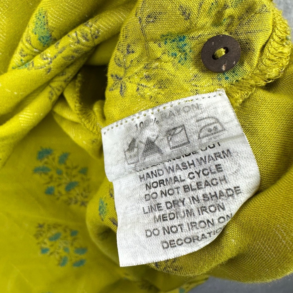 Avaasa Yellow Floral Chevron Kurti Tunic Dress XXL Lagenlook Roll Sleeve Boho - Picture 8 of 16